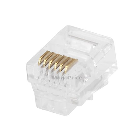 Plug, Mod, RJ12,6P6C, Round, Solid, PK50