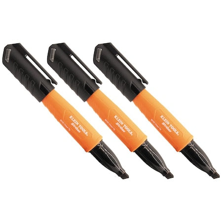 Permanent Marker, Chisel Tip, Black, PK3