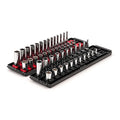 1/4 Inch Drive 6-Point Socket Set with Rails and Trays, 50-Piece 5/32-9/16 in., 4-15 mm