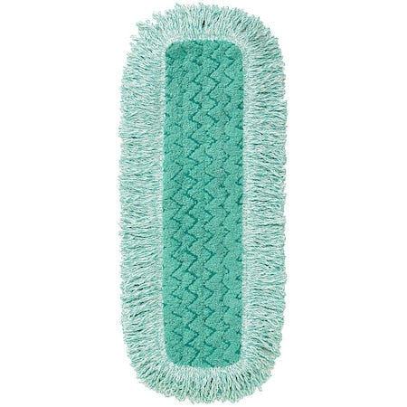 18 in L Dust Mop, Hook-and-Loop Connection, Fringe End, Green, Microfiber, FGQ41800GR00