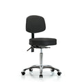 Vin Stool with Back Chrome-Medium Bench Height with Seat TiltandCasters in Black Trailblazer Vin