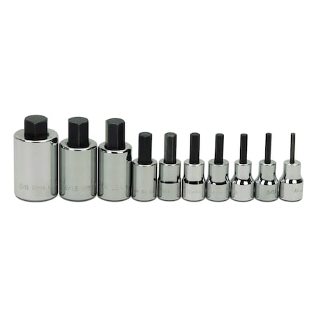 Socket Set, 3/8" Drive, Hex Bit, 10 Pieces