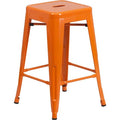 24" High Backless Orange Counter Height Stool
