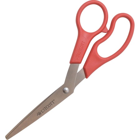 Value Line Stainless Steel Shears, 8" Long, 3.5" Cut Length, Crane-Style Red Handle