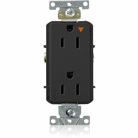 Duplex Outlet, Iso Grd, Black, 15A, 125V