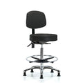 Vin Stool with Back Chr-High Bench Ht with Seat Tilt, Chr FR, and Stat Glides in Black Trailblazer Vin