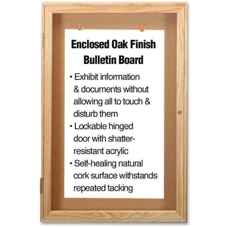 Enclosed Cork Bulletin Board 36x24", 1 Door