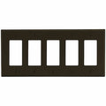 Rocker Wall Plate, Number of Gangs: 5 Plastic, Satin Finish, Brown