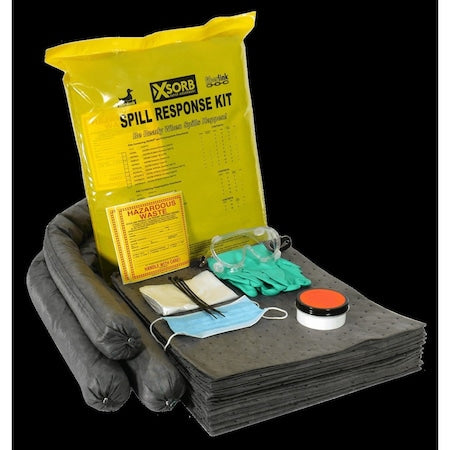 Spill Kit, 9 gal Volume Absorbed per Kit, 6 7/8 gal Capacity, Bag