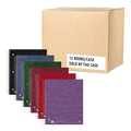 Case of Wirebound Notebooks, 11"x9", 200 sheets, 4 Sub, 4 Pkt, College Ruled w/margin, Asstd. Colors, PK12