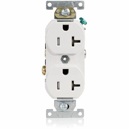 Straight Blade Receptacle, 5-20R, 20 A, 125V AC, 2 Pole, 3 Wire, Flush Mount, Single, White