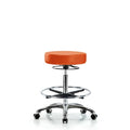 Vin Stool without Back Chr-High Bench Ht with Chr Foot RingandCasters in Orange Kist Trailblazer Vin