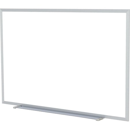 Dry Erase Board, Plastic, 36 5/8 in, 60 5/8 in, Aluminum Frame, White, Gloss