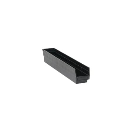 Shelf Storage Bin, Polypropylene/Polyethylene, Black, 4 in H, 4 1/8 in W, 23 5/8 in L