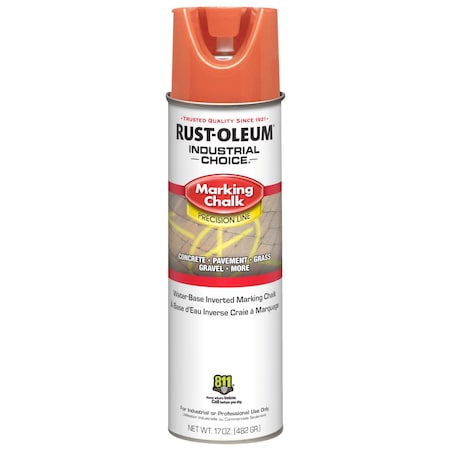 Inverted Marking Chalk Aerosol, 17 oz, APWA Orange, Water -Based