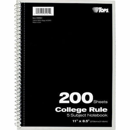11 x 8-1/2" Wirebound Notebook, College Rule, 200 Pg
