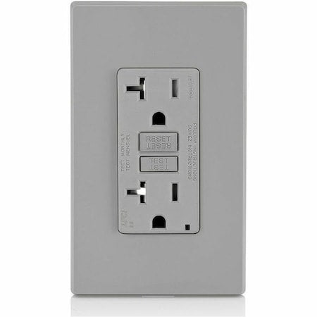 Straight Blade Receptacle, 5-20R, 20 A, 125V AC, 2 Pole, 3 Wire, Flush Mount, Single, Gray