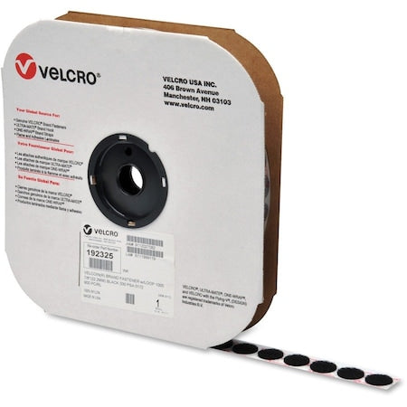 Reclosable Fastener, Disc, Acrylic Adhesive, 3/4 in, Black, 1028 PK