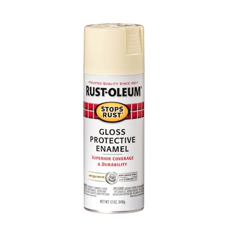 Spray Paint, Antique White, Gloss, Solvent, 12 oz.