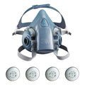 Half Mask Respirator Kit: 4 Cartridges Included, 7500 Series, P100 Filter, Storage Bag, Size M