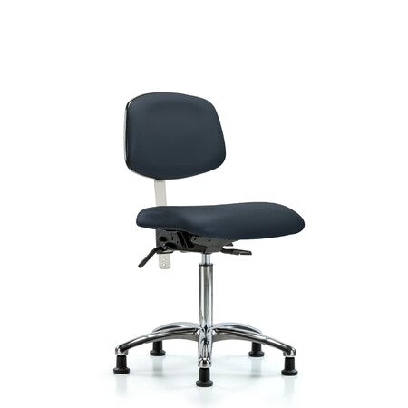 Clean Room Chair Med Ben Chair, Vin, Chrm, Glds, Navy, CL100, No Arms, 22" to 29" Height, Vinyl
