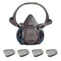 Half Mask Respirator Kit: 4 Chemical Cartridgegs Included, Black/Olive, (FM), (OV), Bayonet, Size L