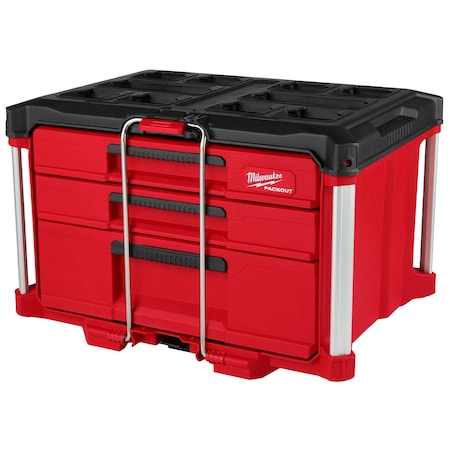 PACKOUT Multi-Depth 3-Drawer Tool Box, Polypropylene, Black/Red, 22 in W x 16-1/2 in D