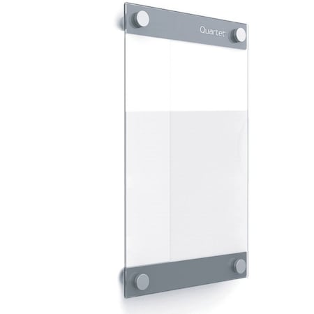 Dry Erase Board, Glass, 17 in, 11 in, No Frame Frame, White, Gloss