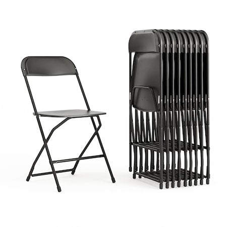 Hercules Series Plastic Folding Chair Black - 10 LB Weight Capacity Comfortable Event Chair-Lightweight Folding Chair, PK10