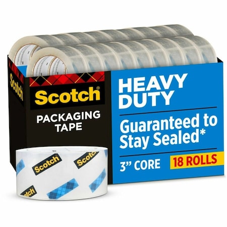 Heavy Duty Packaging Tape, Clear, PK18