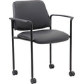 Square Back Diamond Stacking Chair with Arm In Black Caressoft