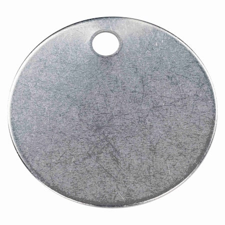 Blank Tag, Stainless Steel, 1 1/2 in H x 1 1/2 in W, Silver, Round, 25 PK