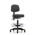 Vin Stool with Back-High Bench Ht with Chr Foot RingandStationary Glides in Charcoal Trailblazer Vin