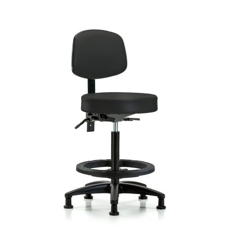 Vin Stool with Back-High Bench Ht with Seat Tilt, Black FR, andStat Glides in Black Trailblazer Vin