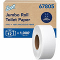 Scott 100% Recycled Fiber Hi-Capacity Jumbo Roll Toilet Paper, Non-perforated, 1,000'/Roll, 12PK