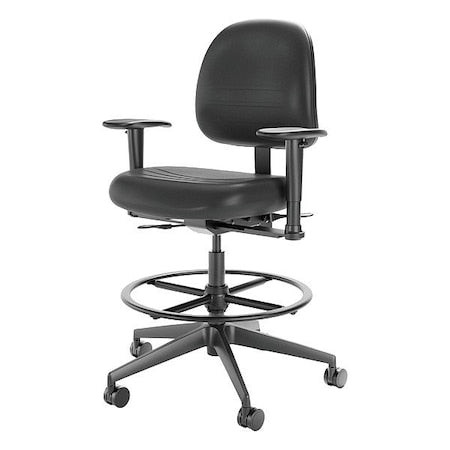 Polyurethane Task Chair, 22-3/4" to 33-1/4", Adjustable Arms, Black