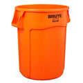 BRUTE 32 gal Round Heavy Duty Plastic Can, Orange, None, Plastic, Not Applicable