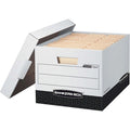 File Box, Corrugated Fiberboard, 12 in W, 15 in D, 10 in H, Lift-Off Locking Lid Closure