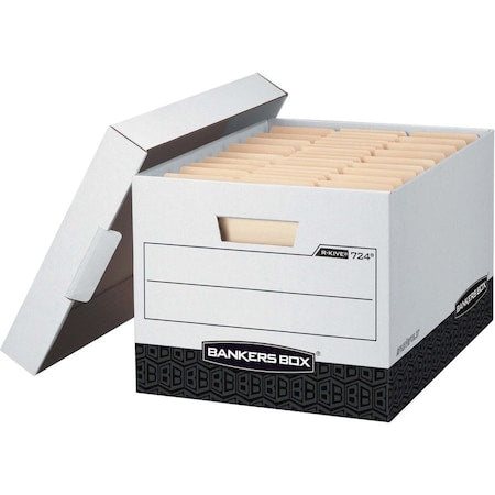 File Box, Corrugated Fiberboard, 12 in W, 15 in D, 10 in H, Lift-Off Locking Lid Closure
