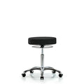 Rutledge Fabric Stool without Back Chrome - Medium Bench Height with Casters in Black Fabric
