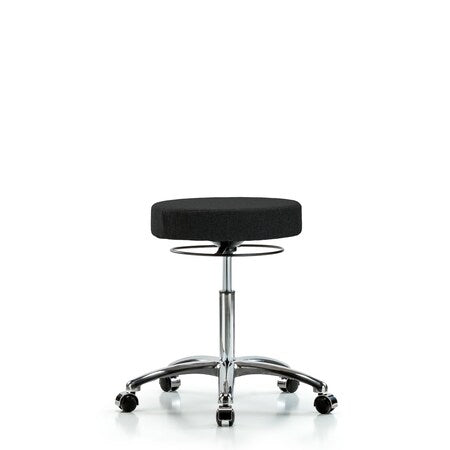 Rutledge Fabric Stool without Back Chrome - Medium Bench Height with Casters in Black Fabric
