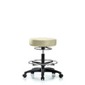 Vin Stool without Back-Medium Bench Ht with Chr Foot Ring and Casters in Adobe White Trailblazer Vin
