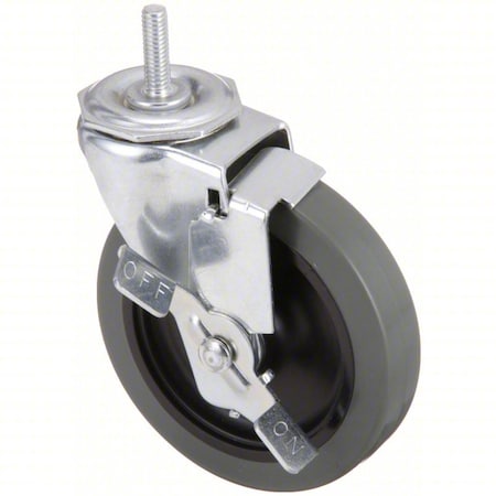 Stem Caster, 130 lb. Load, Gray Wheel