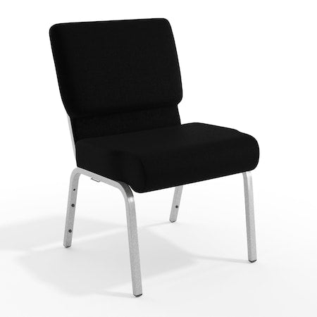 21''W Black Fabric Stacking Church Chair