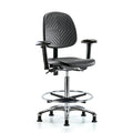 High Bench Chair Ben Chair, Poly, Hi, Med Bk, Chrm, AA CF Gld, Adjustable Arms, Blue, Black