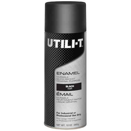 General Purpose Enamel Spray Paint, Black, Gloss, Solvent, 10 oz