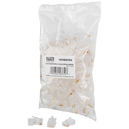 Pass-Thru Modular Data Plugs, RJ45-CAT6A, UTP 200-Pack