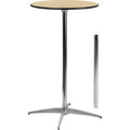 Round Pub Table w/2 Clmns, Rnd, Wood, Al Base, 24", Wood Top, Wood Grain