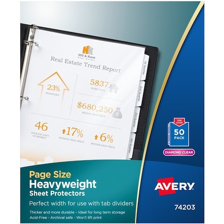 Sheet Protector, 3-Hole, Clear, PK50