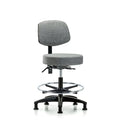Fab Stool with Back-Medium Bench Height with Seat Tilt, Chr Foot Ring, and Stat Glides in Gray Fab
